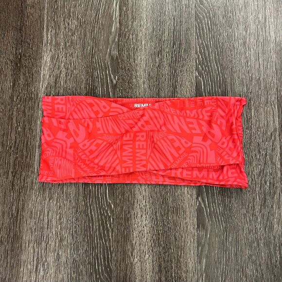 🍉 NWT Remmie by Riley Crossed Bandeau Bikini‎ Top Watermelon Pink Size XL Plus - Picture 3 of 7
